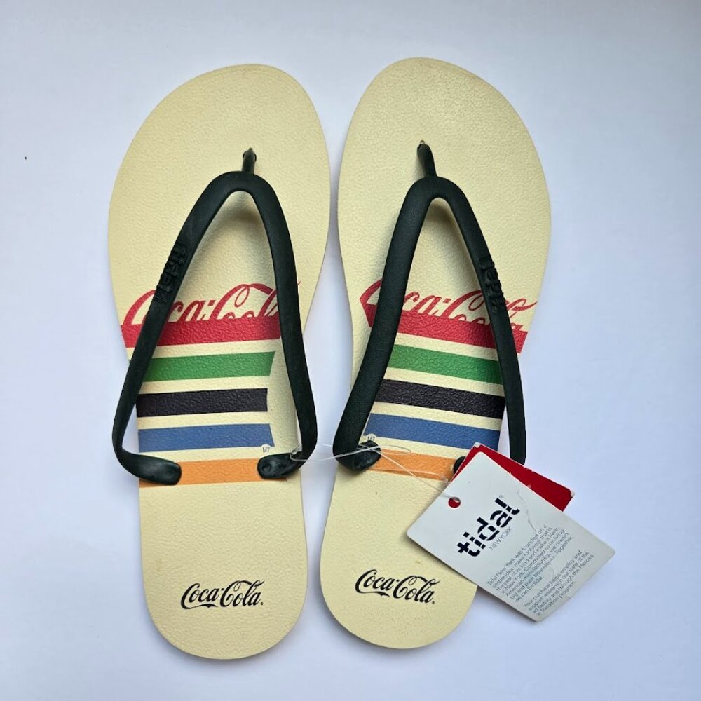 New Flip Flop Men's Coca Cola Stripes New with Tags Size 7